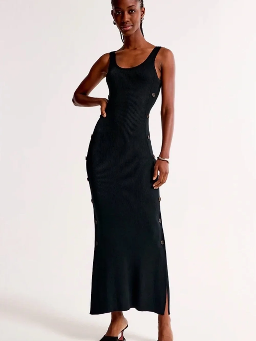 A&F Black Scoopneck Maxi Sweater Dress